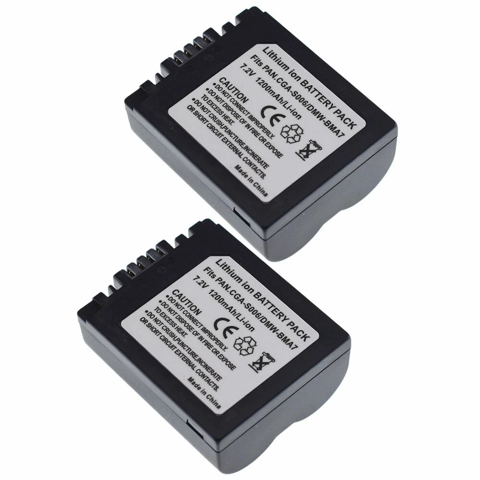 2 baterías CGA-S006 DMW-BMA7 para Panasonic Lumix DMC-FZ7 DMCFZ8 DMC-FZ18 DMC-FZ28 Foto 2 de 4