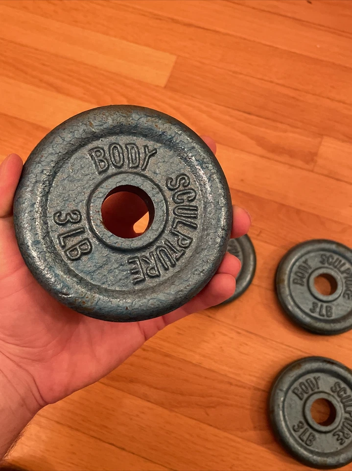 Escultura corporal de hierro fundido de 3 libras X 4 peso para mancuerna con barra gimnasio hierro fundido Foto 3 de 4