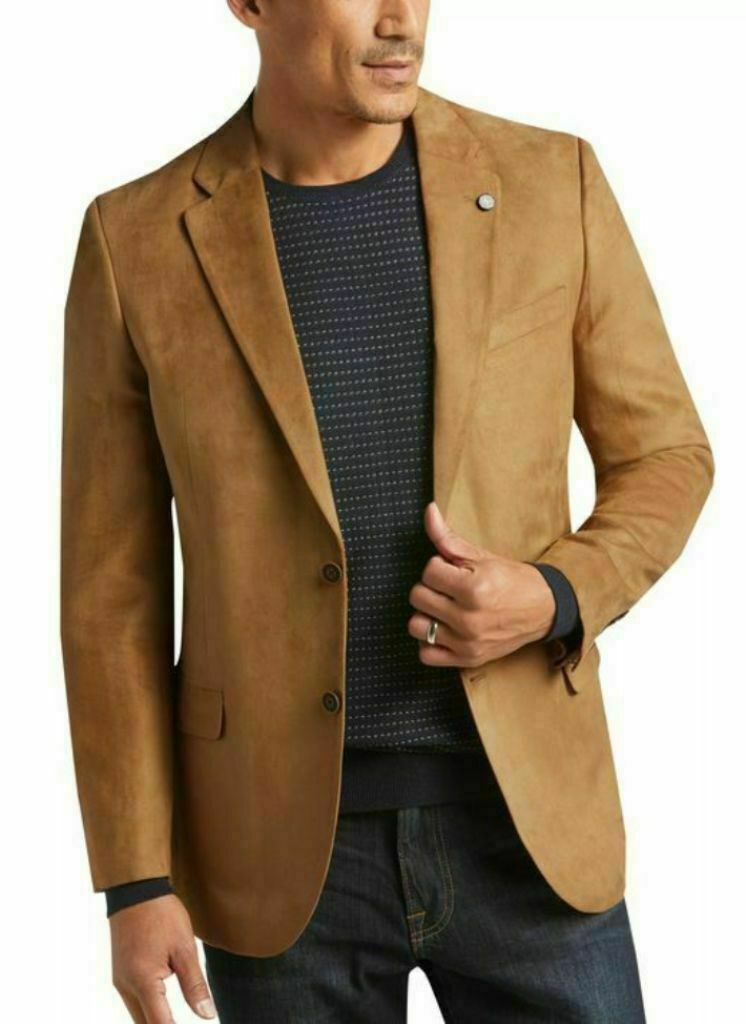 ALTRA Giacca Cappotto Blazer Uomo Vera Pelle Camoscio Casual Cappotto Cappotto Blazer Marrone