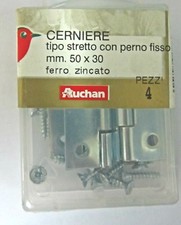 4 Cerniere Cerniera Tipo Stretto con Perno Fisso 50x30 mm Mobili Ante Ferro