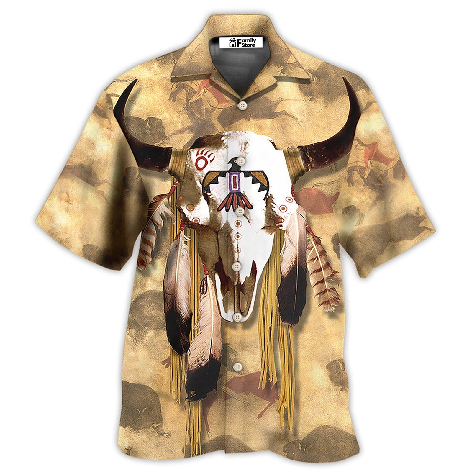 Native Skull Style Love Peace   Hawaiian Shirt