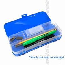 School PENCIL CASE Double Deck Hard Plastic Organizer Box Pen Eraser Compartment