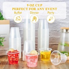 9oz Clear Plastic Cups,250 Pack Disposable Party Cups,cocktail/iced coffee cups