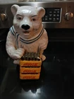 Vintage Coca Cola Polar Bear Cookie Jar, with Coke Crates, 12.5 Inches Tall