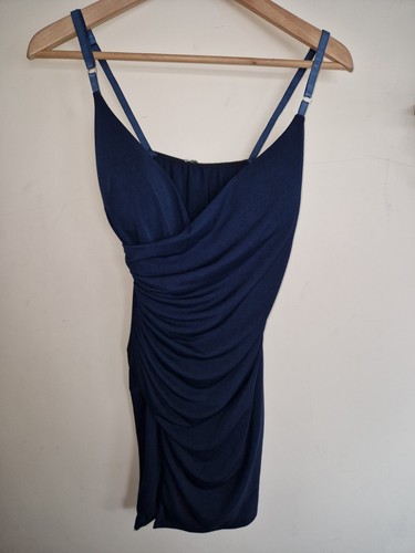 Mini Vestido Candy Azul Marino Drapeado Sin Mangas - Estilo Petula Talla 8 Damas Ropa de Fiesta - Imagen 6 de 10