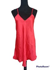 Vintage Nicolette Satin Slip Gown, Red, Size M