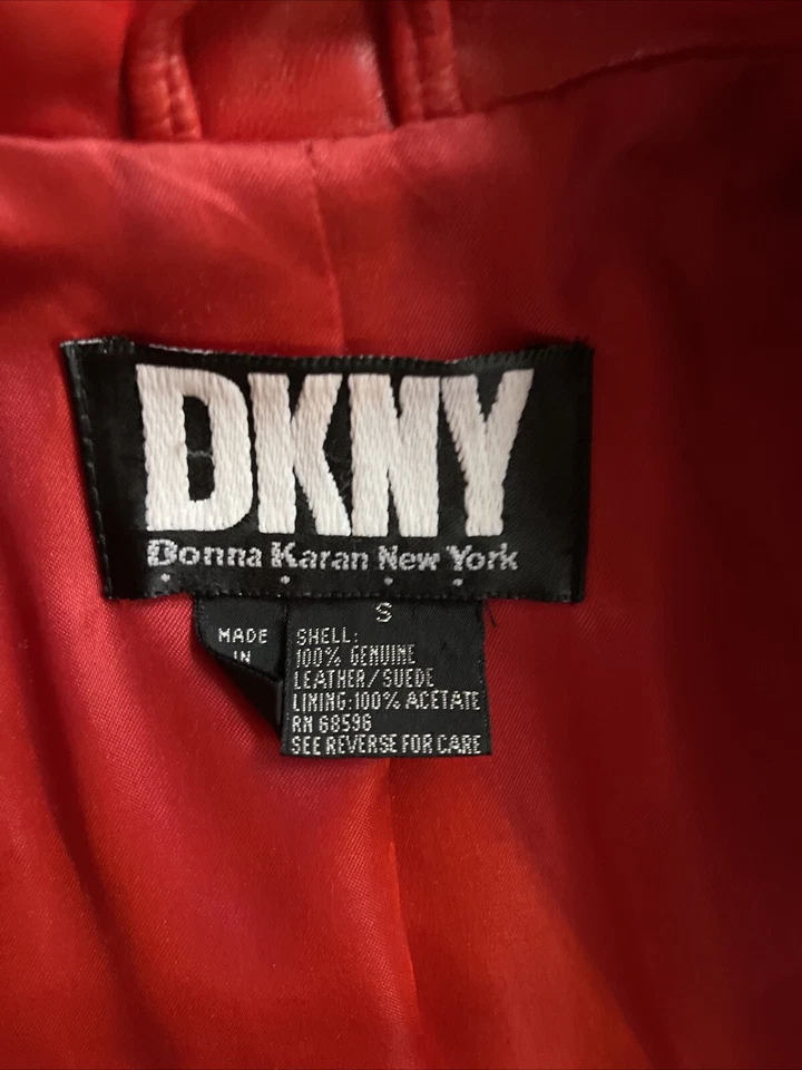 DKNY Vintage Red Leather Jacket Women’s Small friends Phoebe Buffay 90s 2000s  - Image 3 of 4