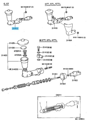 TOYOTA SUPRA MA70 88-90 Genuine Clutch Master Cylinder Assy Mid