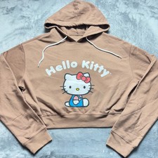 Vintage Hello Kitty by Sanrio Cropped Hoodie Womens Medium Brown Graphic Retro