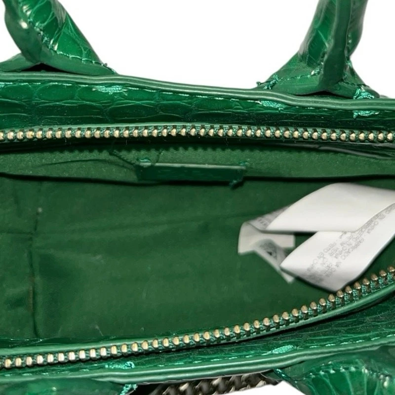Bolso Bandolera Zara Para Mujer Cuero Verde Cocodrilo Repujado Cadena Correa Foto 4 de 4