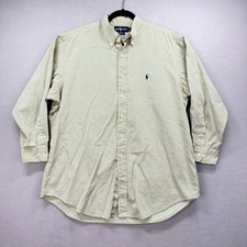 Ralph Lauren Yarmouth Dress Shirt Mens 17 Yellow Blue Gingham Check Oxford Y2K