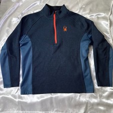 Spyder Pullover Mens M Navy Waffle Knit Quart...
