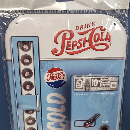 PEPSI COLA Vending Machine Metal Sign Soda Wall Decor Embossed 8.5" x 18" New - Picture 2 of 6