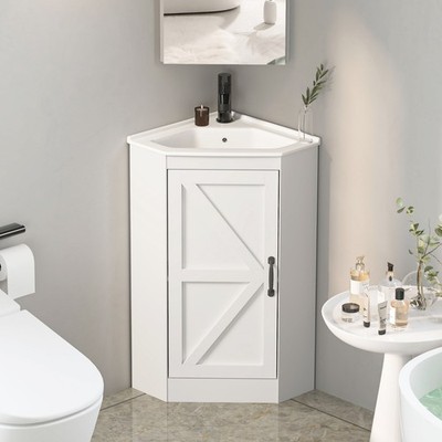 Corner Bathroom Vanity Sink Combo for Small Space Freestanding Compact Space New
