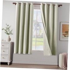 100 Blackout Linen Textured Curtains 63 Inch 52"W x 63"L Pack of 2 Beige