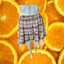 Forever 21 Pink Plaid Pleated Mini Skirt XL Blue Yellow Tartan Schoolgirl Preppy