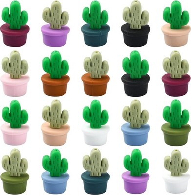 Silicone Cactus Beads 21Pcs for Jewelry Making and Crafts