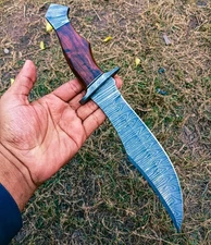 Custom Handmade Damascus Steel Hunting Bowie Knife  W/Sheath