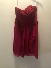 David's Bridal Dress Womens 12 Red Sleeveless Round Neck pleated waist, new