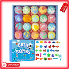 Bath Bombs for Kids 20 Pack with Surprise Inside Colorful Bath Fizzies Gift Set