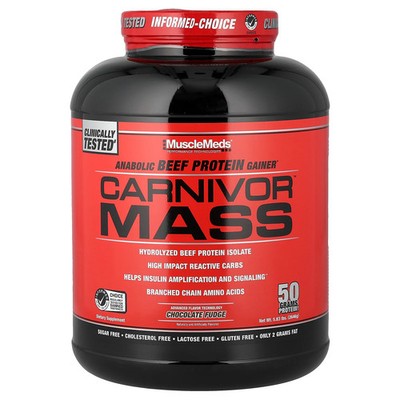 Carnivor  Mass, Anabolic Beef Protein Gainer, Chocolate Fudge, 5.83 lbs (2,646