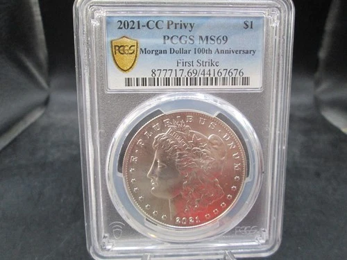 2021 US Morgan Silver Dollar Coin PCGS MS69 100th Anniversary First Strike