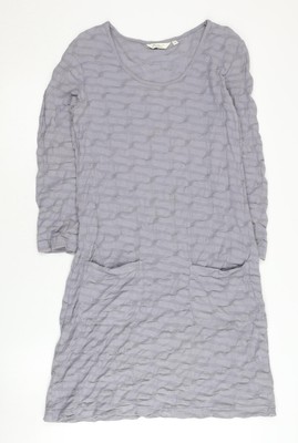 Adini Damen Kleid Grau Baumwolle Langarm XS