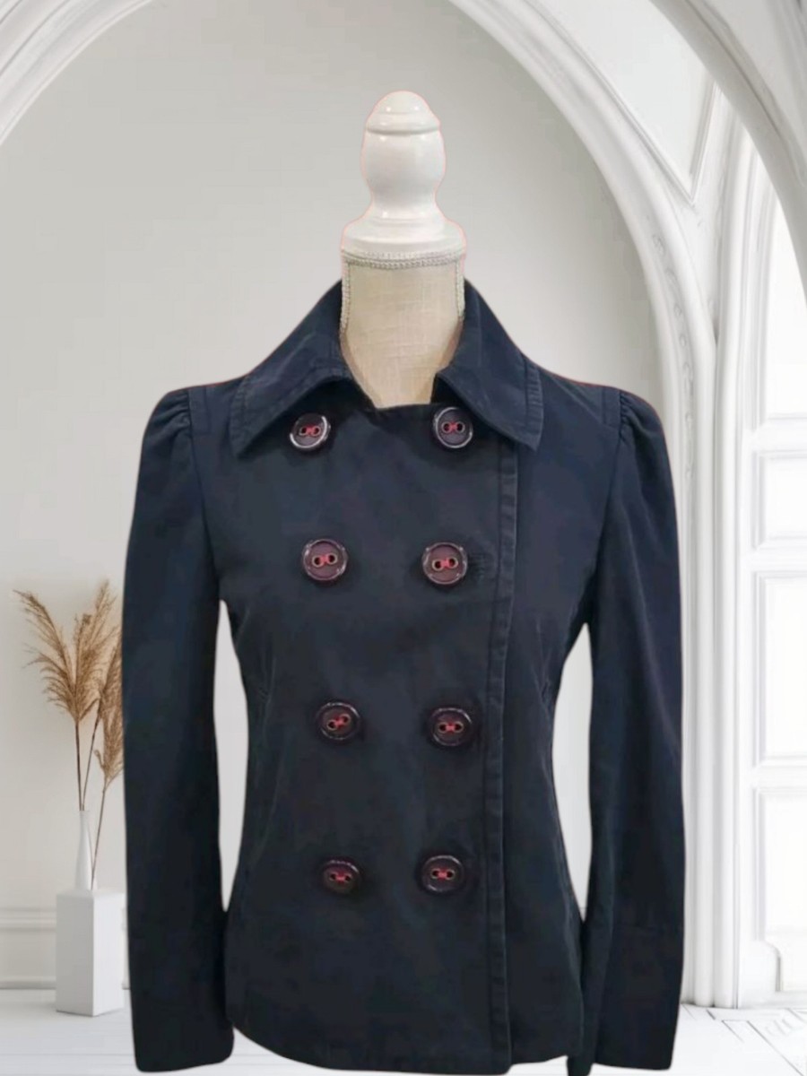 Marc Jacobs Cotton Jacket Size Small Navy Blue Snap Close