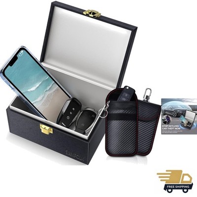 Dual-Layer Faraday Box Set with Portable Pouches for Ultimate Car Key Security