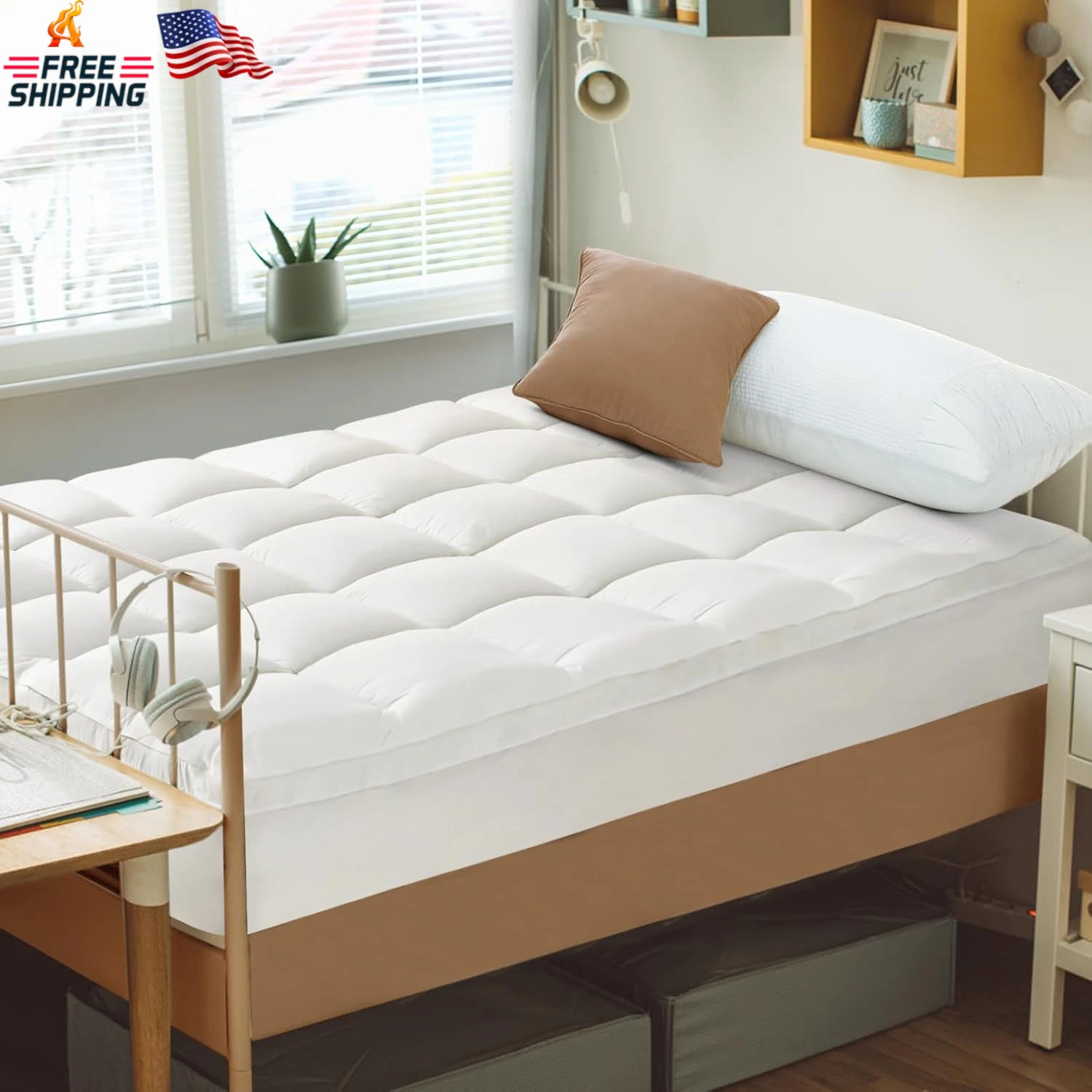 CYMULA Mattress Topper Twin Size - Soft Cooling Mattress Pad for College Dorm Ro