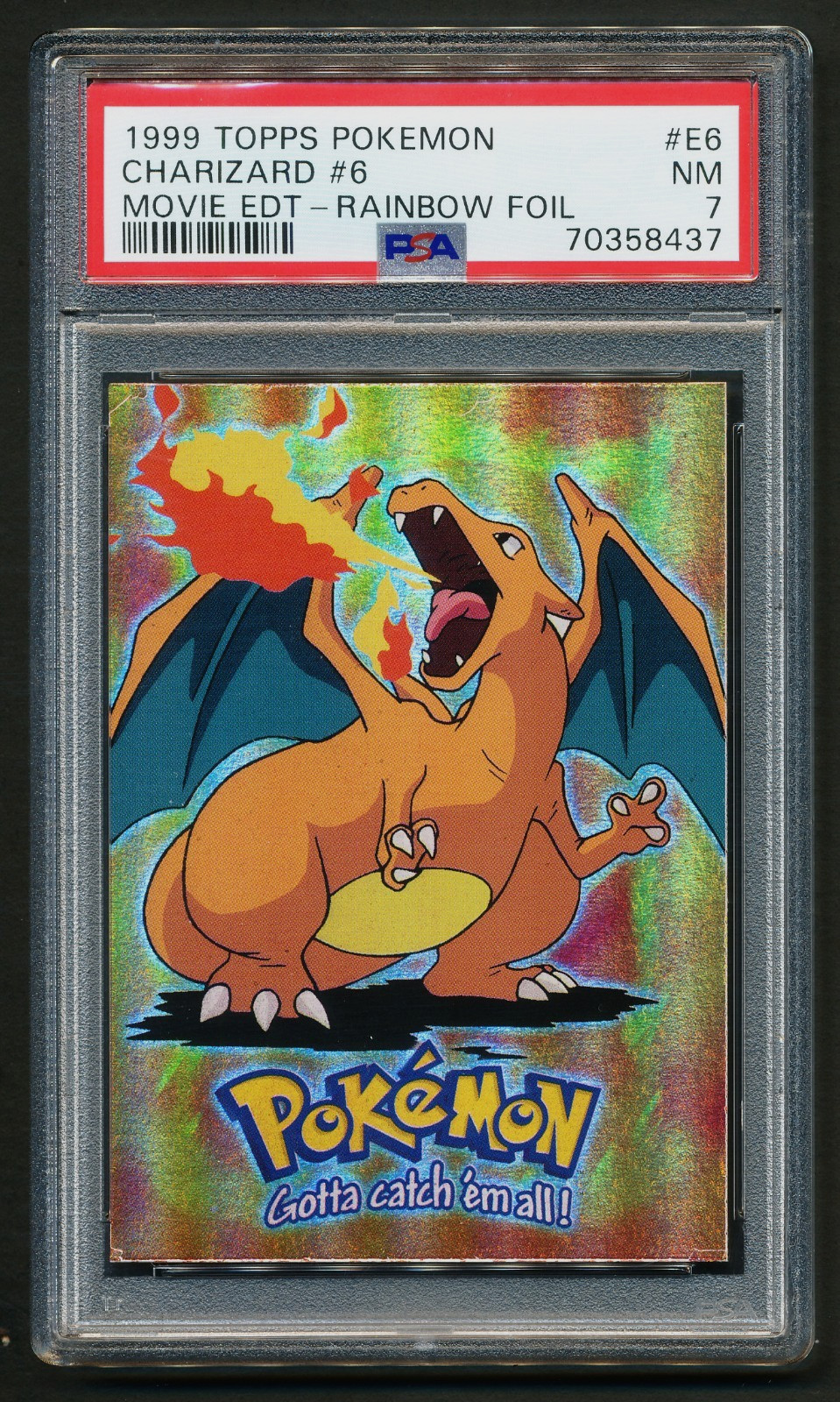 Charizard E6 Topps Pokémon 1999 Movie Edition Rainbow Foil PSA 7 NM