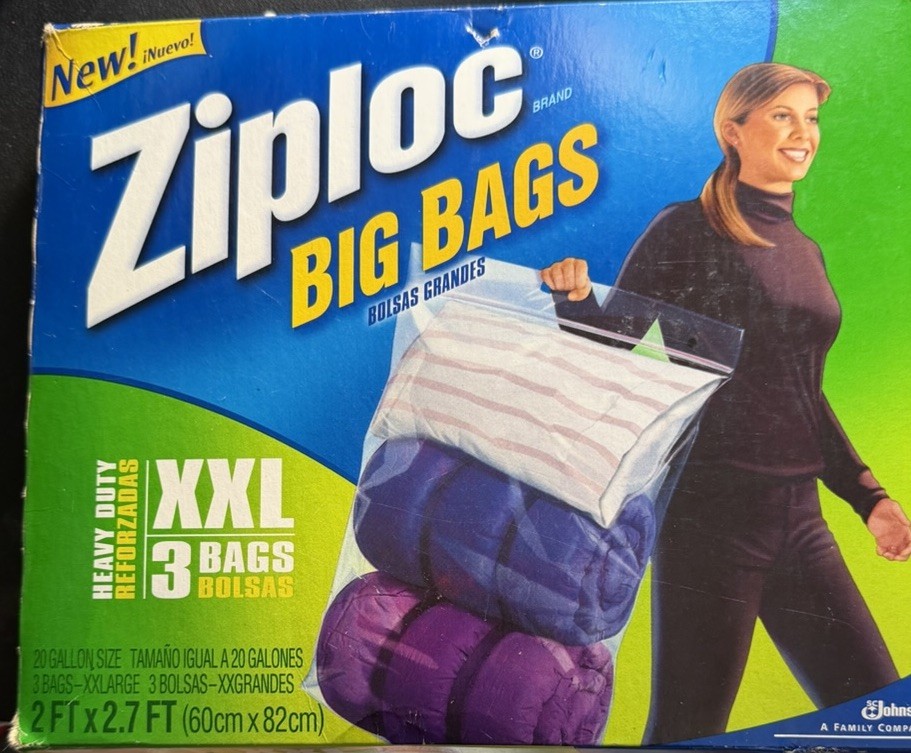 Ziploc Big Bags Jumbo 20 Gallon Size (3 Count Pack) Storage Tote