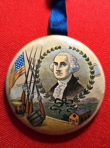 Antique Celluloid 2.25" Pocket Mirror of General George Washington - Excellent 