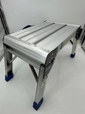 Anodized Aluminum Step Stool and Working Platform 350 Lbs. Capacity Foldable