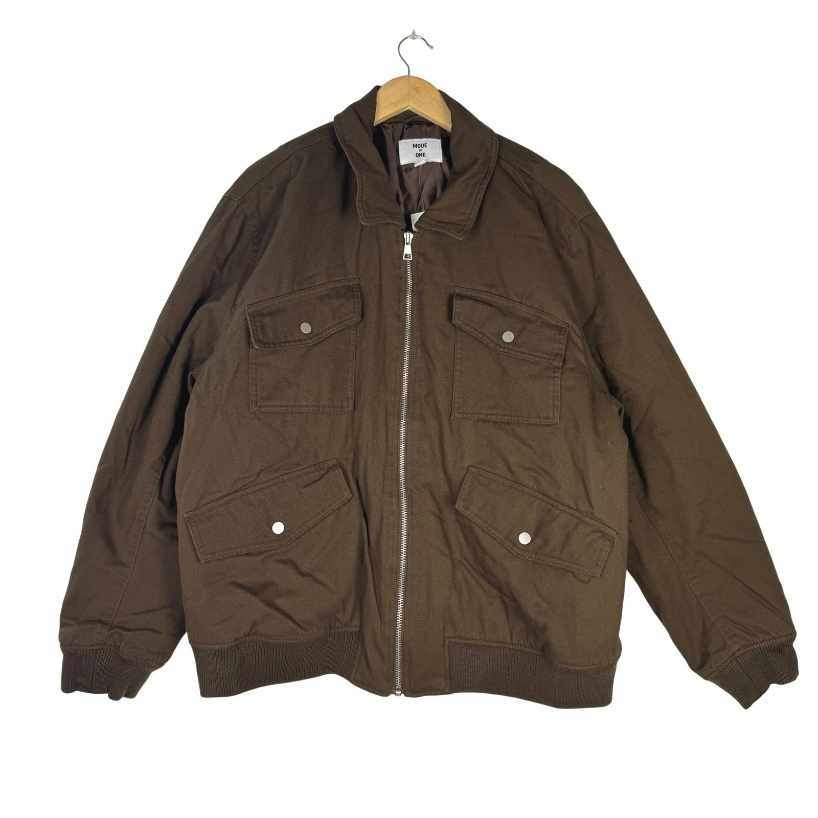 Mode of One Mens Multi Pocket Bomber Jacket Dark Walnut Brown XXL 100194438MN