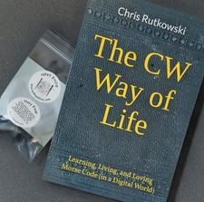 Morse Code "Navy Knob with SOLID guard"  Signed book "The CW Way of Life"