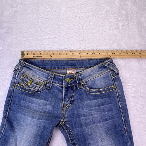 VTG True Religion Jeans Women’s 27 Joey Super T Flare/Boot Denim USA Rhinestones - Picture 8 of 13