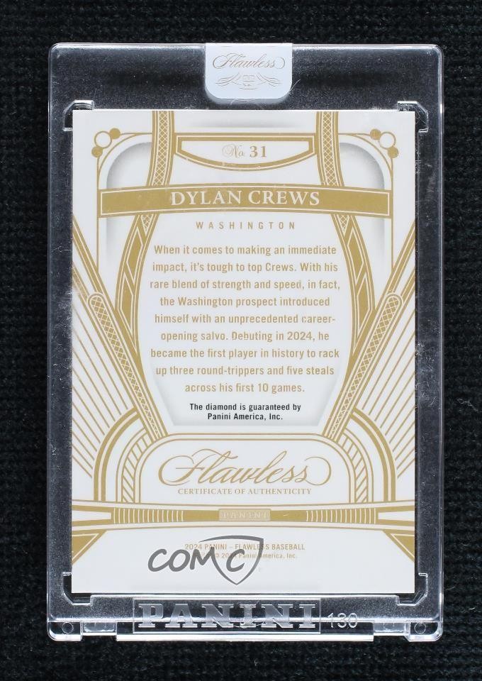 2024 Panini Flawless Diamond Relic Platinum 1/1 Dylan Crews #31 view 2