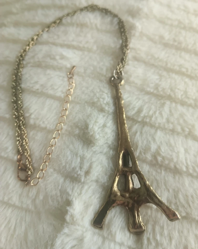 Collar Grande Torre Eiffel París Tono Oro Foto 4 de 4