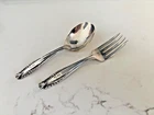 VINTAGE WALLACE STERLING 1937 BABY FORK & SPOON, STRADIVARI PATTERN 4.5" - 41g