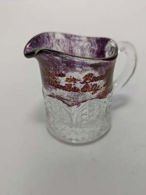 Vintage Souvenir Red Flash Ruby Glass Small Pitcher Atlantic City Boardwalk 1904