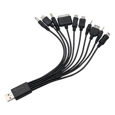 Junfamilee 1Pc 10 in 1 Universal USB Cable, Multiple 7.9 inches