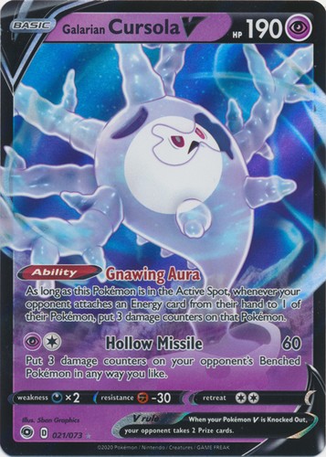 Holo Galarian Cursola V 21/73 Ultra Rare Champion's Path