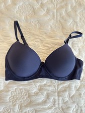 Laura Ashley Navy Blue Ribbed Bra 34c