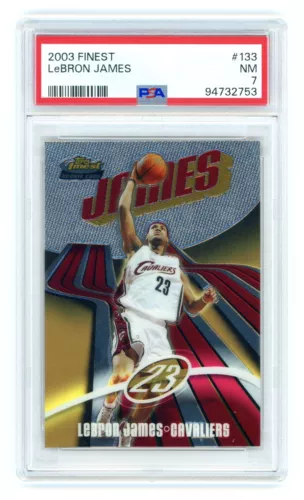 2003-04 Topps Finest LEBRON JAMES #133 Rookie RC #682/999 PSA 7 NM Near Mint