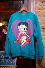 Vintage Betty Boop Cartoon 90s Crewneck Sweatshirt mens size XL 1993 AOP teal
