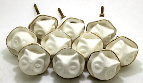 10 Pcs Ceramic Cat Cream Knobs Pulls Gold Line Vintage Assorted Knobs 38-40 mm - Afbeelding 1 van 10