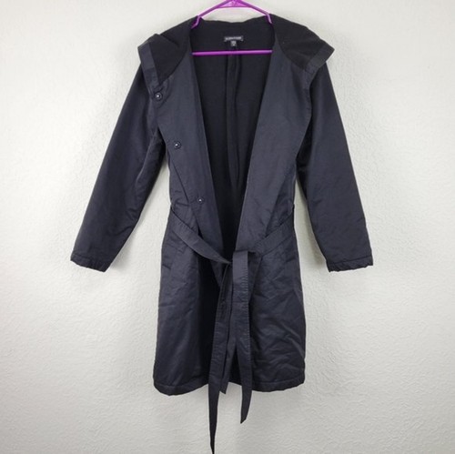 Eileen Fisher Black Cotton Blend Hooded 