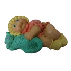 Cabbage Patch Kids Mini PVC Figure On Side Holding Cat Pink Outfit Vintage 1985