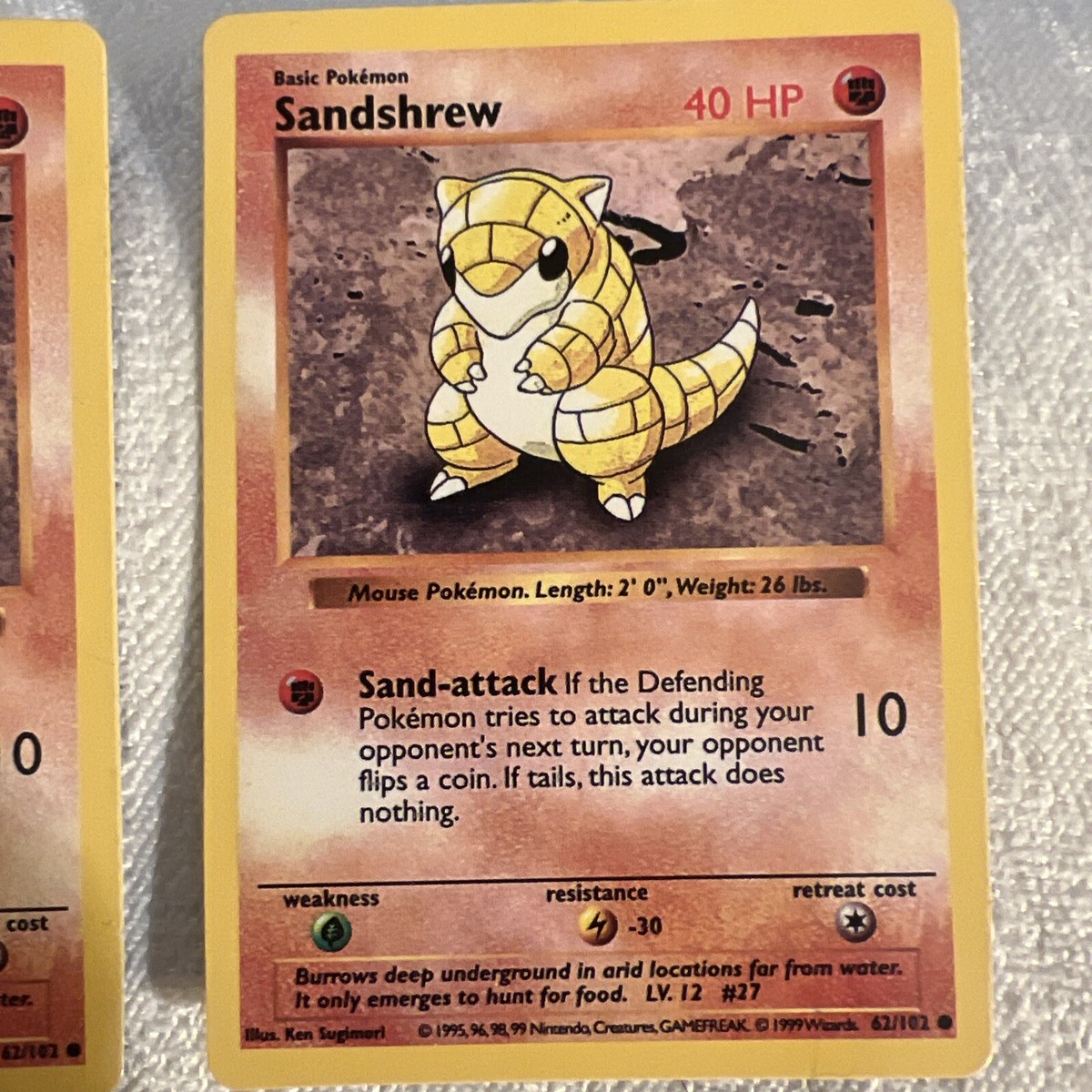 Set Of 5 Sandshrew Pokemon Cards, 4 Shadowless, Base Set, Unlimited, Near  Mint